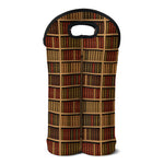 Vintage Bookshelf Pattern Print Double Neoprene Wine Tote