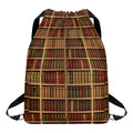 Vintage Bookshelf Pattern Print Drawstring Backpack