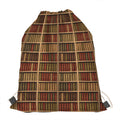 Vintage Bookshelf Pattern Print Drawstring Bag