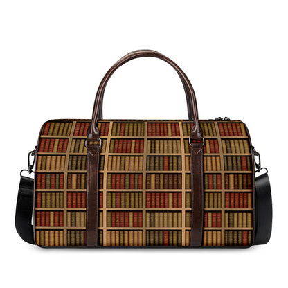 Vintage Bookshelf Pattern Print Duffle Bag