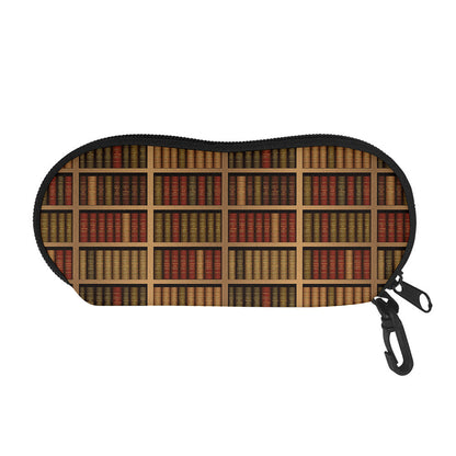 Vintage Bookshelf Pattern Print Glasses Case