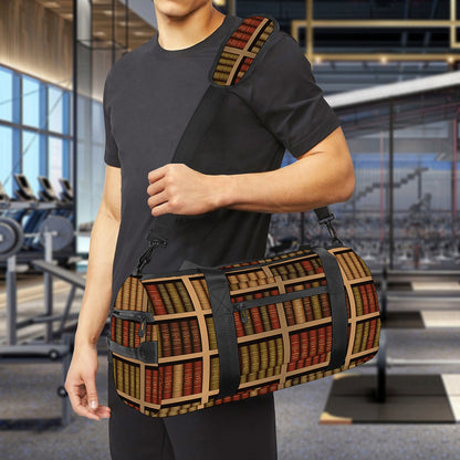 Vintage Bookshelf Pattern Print Gym Bag
