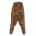 Vintage Bookshelf Pattern Print Hammer Pants