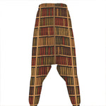 Vintage Bookshelf Pattern Print Hammer Pants