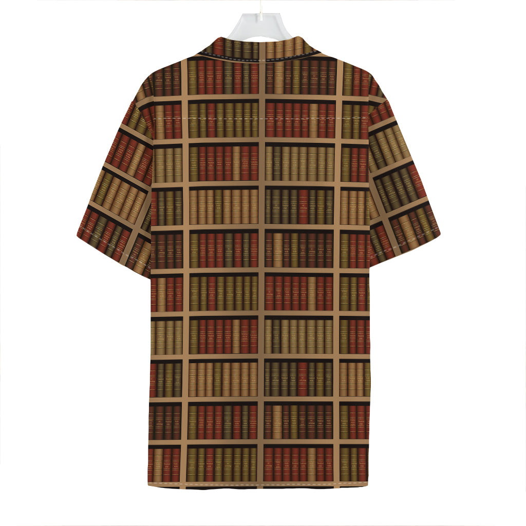 Vintage Bookshelf Pattern Print Hawaiian Shirt