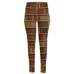 Vintage Bookshelf Pattern Print High-Waisted Pocket Leggings