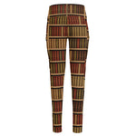 Vintage Bookshelf Pattern Print High-Waisted Pocket Leggings