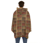 Vintage Bookshelf Pattern Print Hoodie Blanket