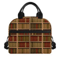 Vintage Bookshelf Pattern Print Insulated Lunch Bag