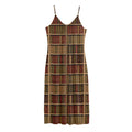 Vintage Bookshelf Pattern Print Jersey Midi Cami Dress