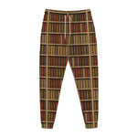 Vintage Bookshelf Pattern Print Jogger Pants