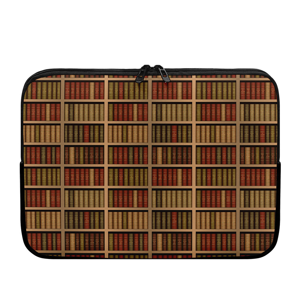 Vintage Bookshelf Pattern Print Laptop Sleeve