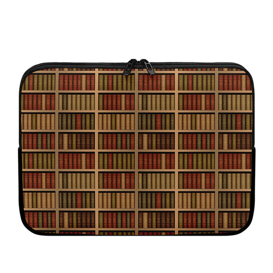Vintage Bookshelf Pattern Print Laptop Sleeve