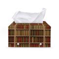 Vintage Bookshelf Pattern Print Leather Tissue Box Cover