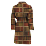 Vintage Bookshelf Pattern Print Men's Bathrobe