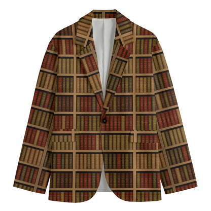 Vintage Bookshelf Pattern Print Men's Blazer
