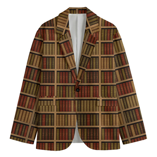 Vintage Bookshelf Pattern Print Men's Blazer