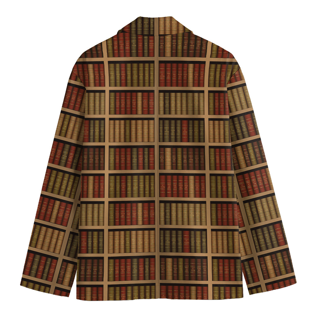 Vintage Bookshelf Pattern Print Men's Blazer