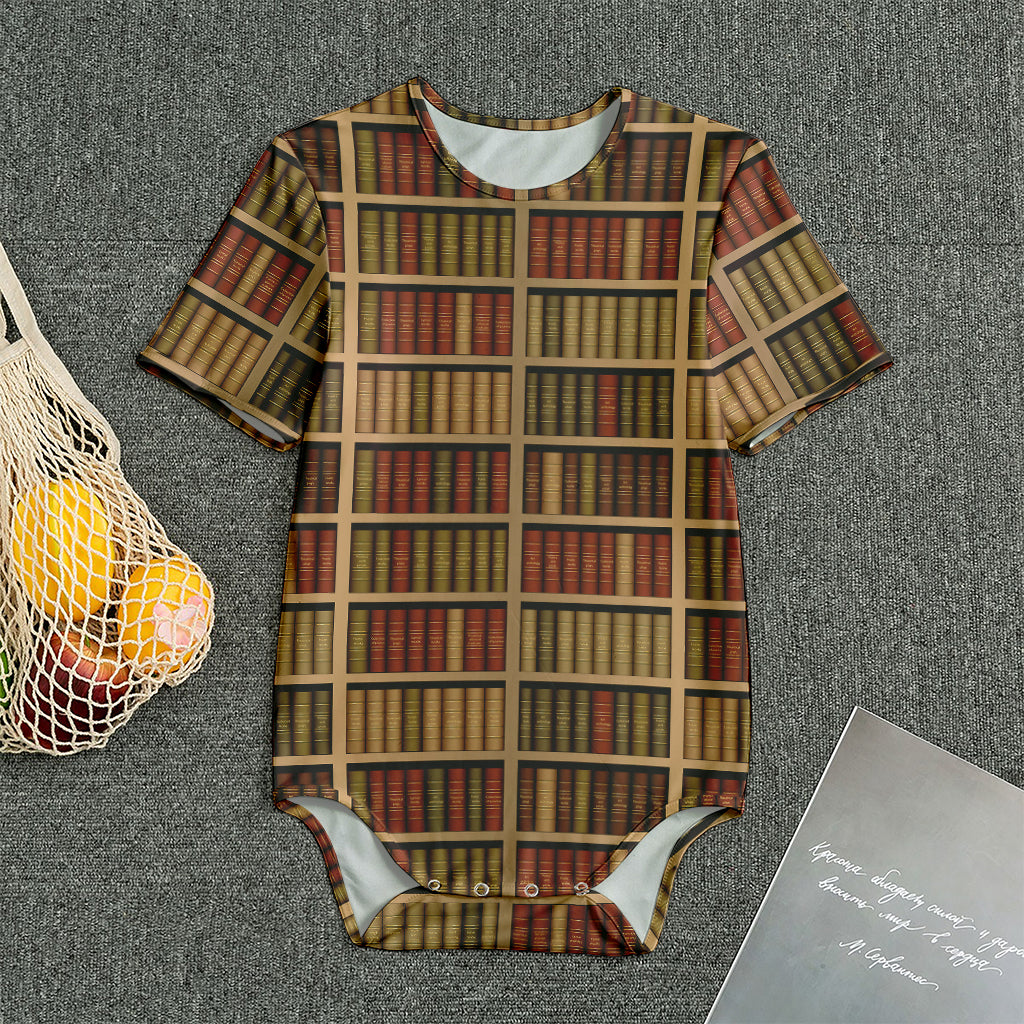 Vintage Bookshelf Pattern Print Men's Bodysuit