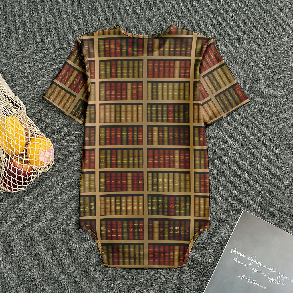 Vintage Bookshelf Pattern Print Men's Bodysuit