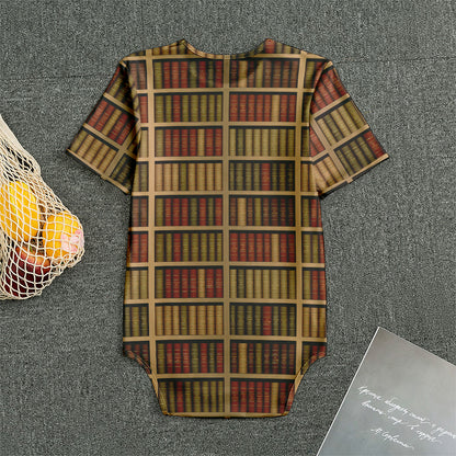 Vintage Bookshelf Pattern Print Men's Bodysuit