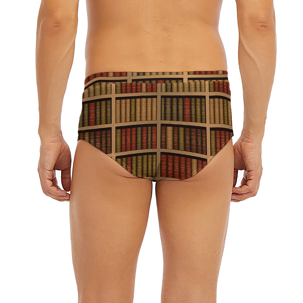 Vintage Bookshelf Pattern Print Men's Briefs