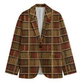 Vintage Bookshelf Pattern Print Men's Cotton Blazer