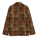 Vintage Bookshelf Pattern Print Men's Cotton Blazer
