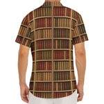 Vintage Bookshelf Pattern Print Men's Deep V-Neck Shirt