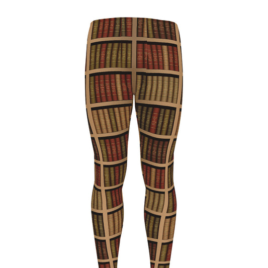 Vintage Bookshelf Pattern Print Men's leggings