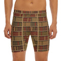Vintage Bookshelf Pattern Print Men's Long Boxer Briefs