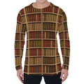 Vintage Bookshelf Pattern Print Men's Long Sleeve T-Shirt