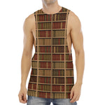 Vintage Bookshelf Pattern Print Men's Muscle Tank Top