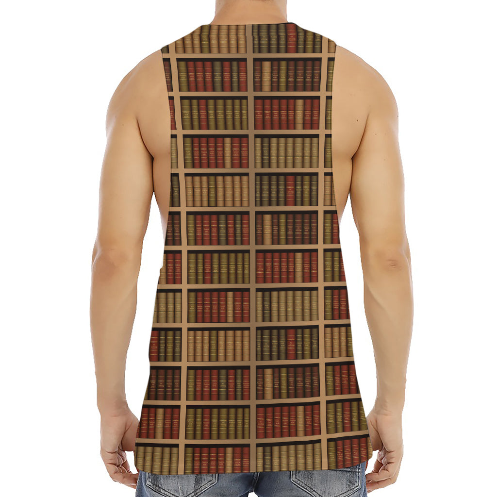 Vintage Bookshelf Pattern Print Men's Muscle Tank Top