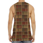 Vintage Bookshelf Pattern Print Men's Muscle Tank Top