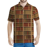Vintage Bookshelf Pattern Print Men's Polo Shirt