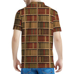 Vintage Bookshelf Pattern Print Men's Polo Shirt