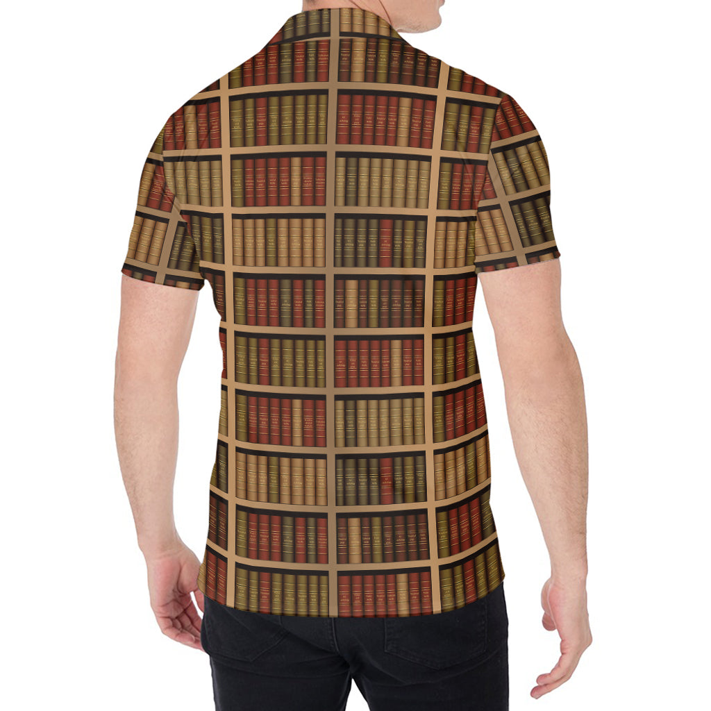 Vintage Bookshelf Pattern Print Men's Shirt
