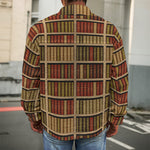 Vintage Bookshelf Pattern Print Men's Shirt Jacket