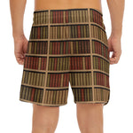 Vintage Bookshelf Pattern Print Men's Split Running Shorts