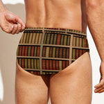 Vintage Bookshelf Pattern Print Men's Swim Briefs
