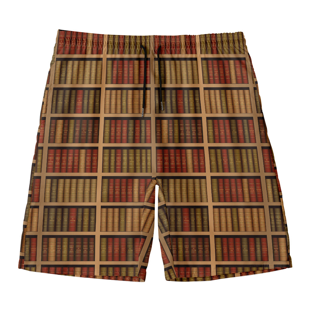 Vintage Bookshelf Pattern Print Men's Swim Trunks