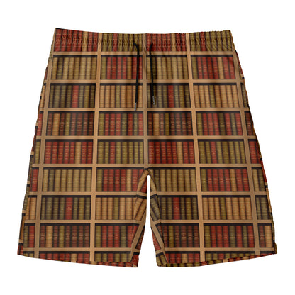 Vintage Bookshelf Pattern Print Men's Swim Trunks