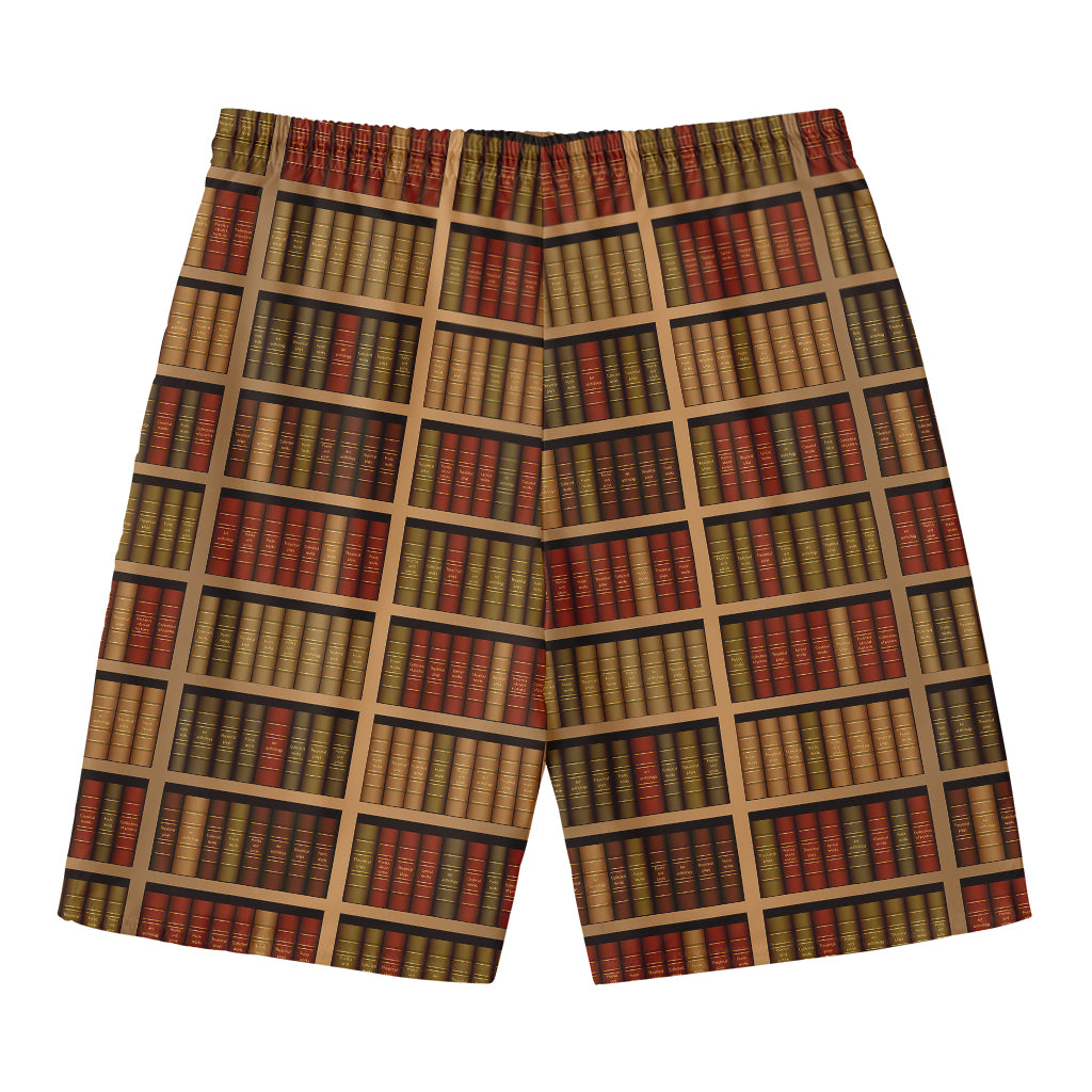 Vintage Bookshelf Pattern Print Men's Swim Trunks