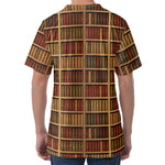 Vintage Bookshelf Pattern Print Men's Velvet T-Shirt