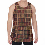 Vintage Bookshelf Pattern Print Men's Velvet Tank Top