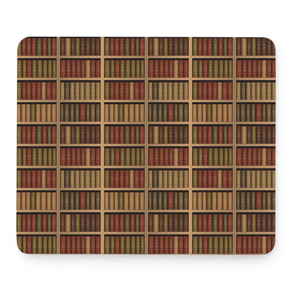 Vintage Bookshelf Pattern Print Mouse Pad