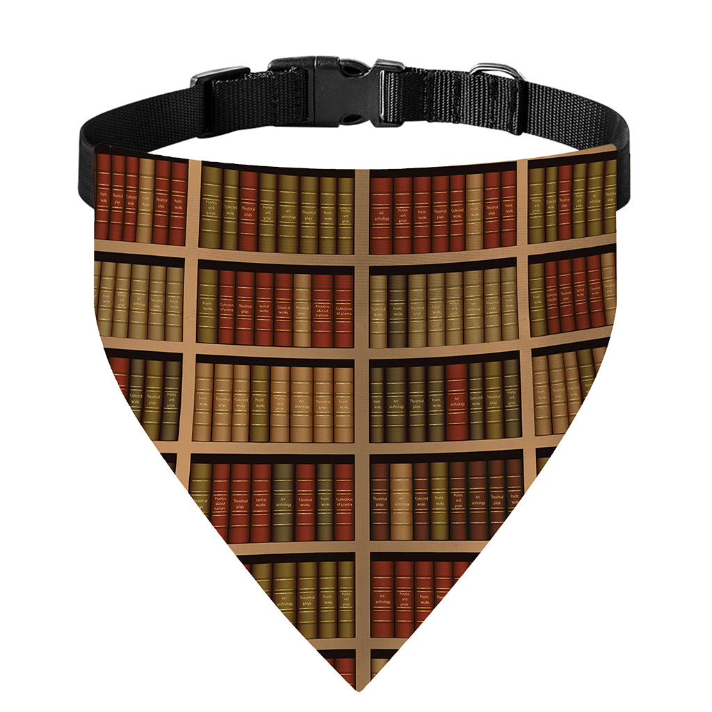 Vintage Bookshelf Pattern Print Over The Collar Dog Bandana