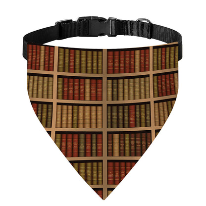 Vintage Bookshelf Pattern Print Over The Collar Dog Bandana