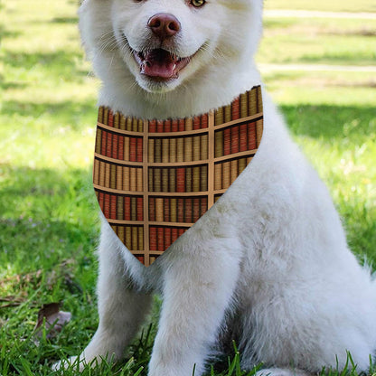 Vintage Bookshelf Pattern Print Over The Collar Dog Bandana